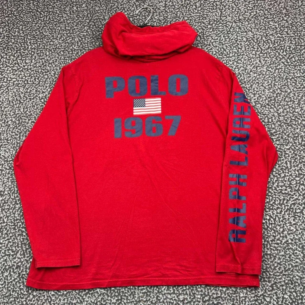Polo Ralph Lauren Hoodie Men Extra Large Red Long Sleeve Cotton XL